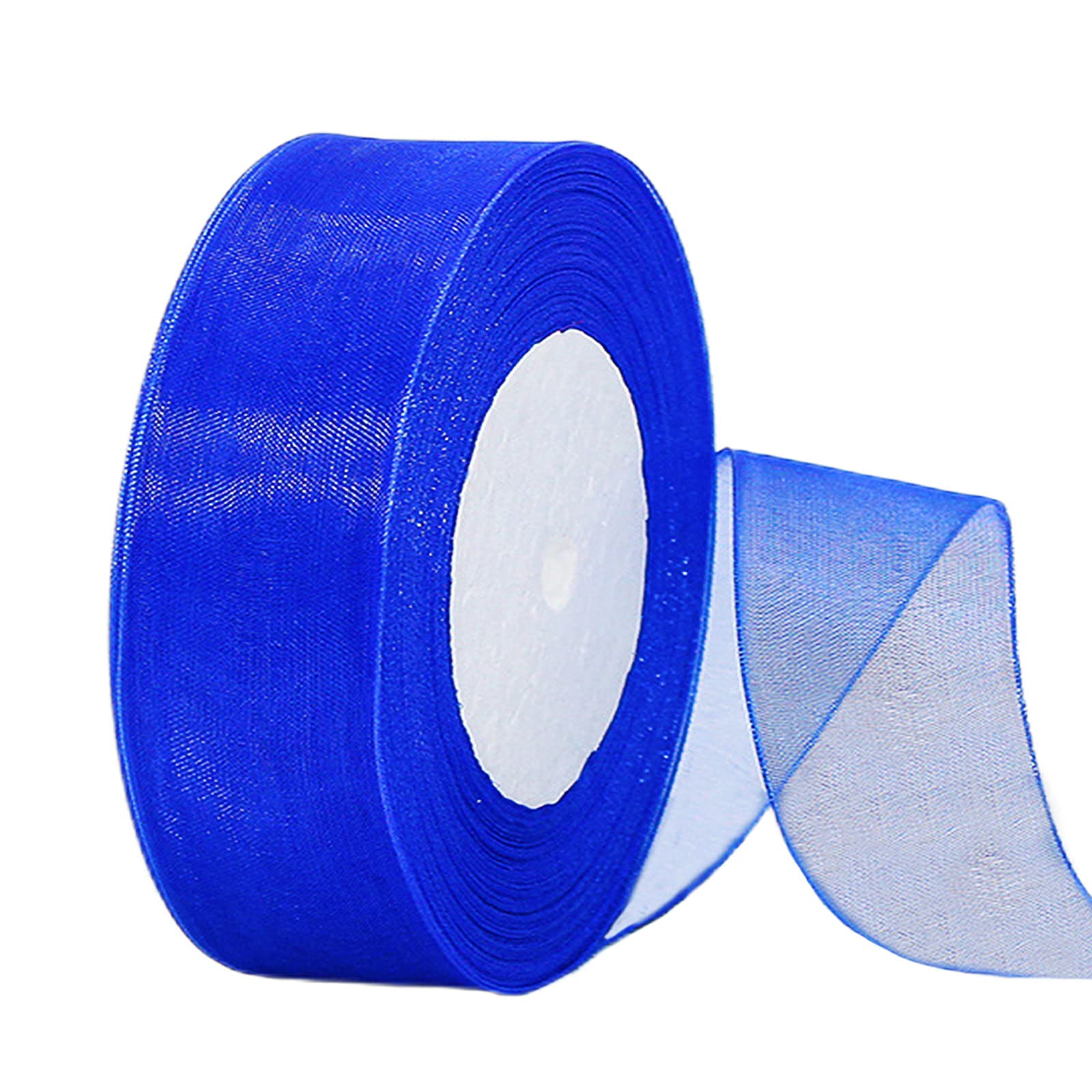 Sheer Wide Royal Blue Organza Chiffon Ribbon 38mm 45m for Gift Wrapping, Hair, Birthday, Christmas, Crafting, Making Wreath Bows, Wedding