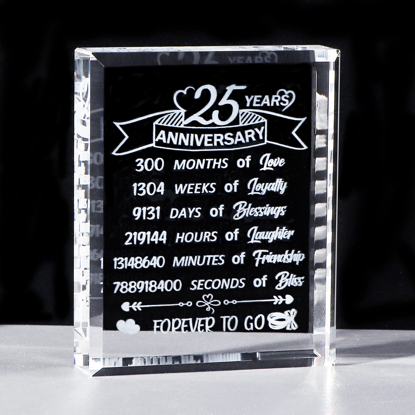 25th Anniversary Unique Gifts for Women 25 Years Silver Wedding Anniversary Romantic Gifts for Wife Husband Crystal Keepsake for Couple