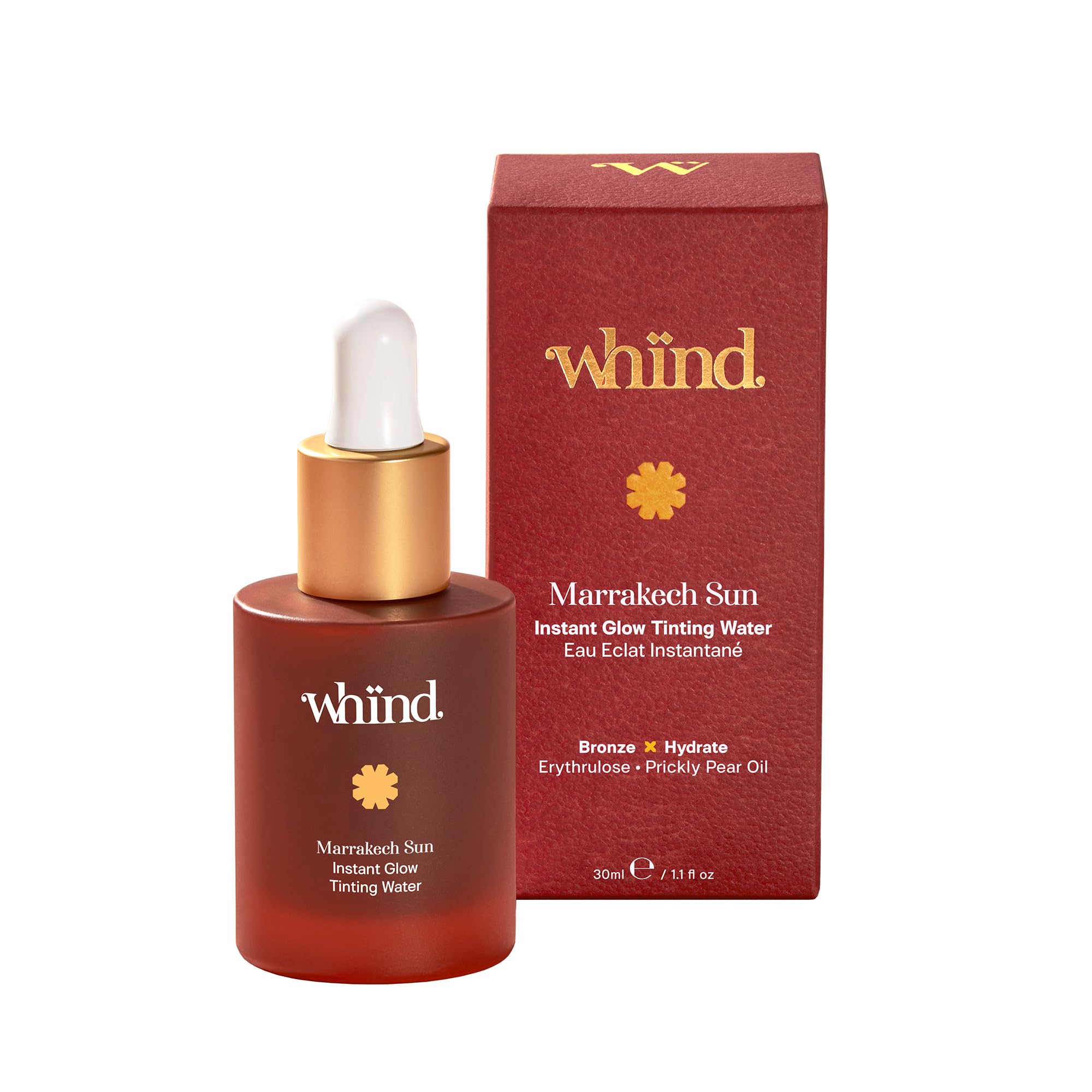 whind Marrakech Sun Tinting Water Self Tanning Drops – Lightweight Liquid Glow Bronzing Drops, Instant Tan Glow Serum for Face with Hyaluronic Acid & Glycerin for a Natural Tan – 30ml