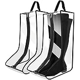 Copidrum 2Pack Boot Bags for Cowboy Boots Portable Tall Boot Storage Organizer Shoe Bags for Travel with Dust Covers (Clear Black))