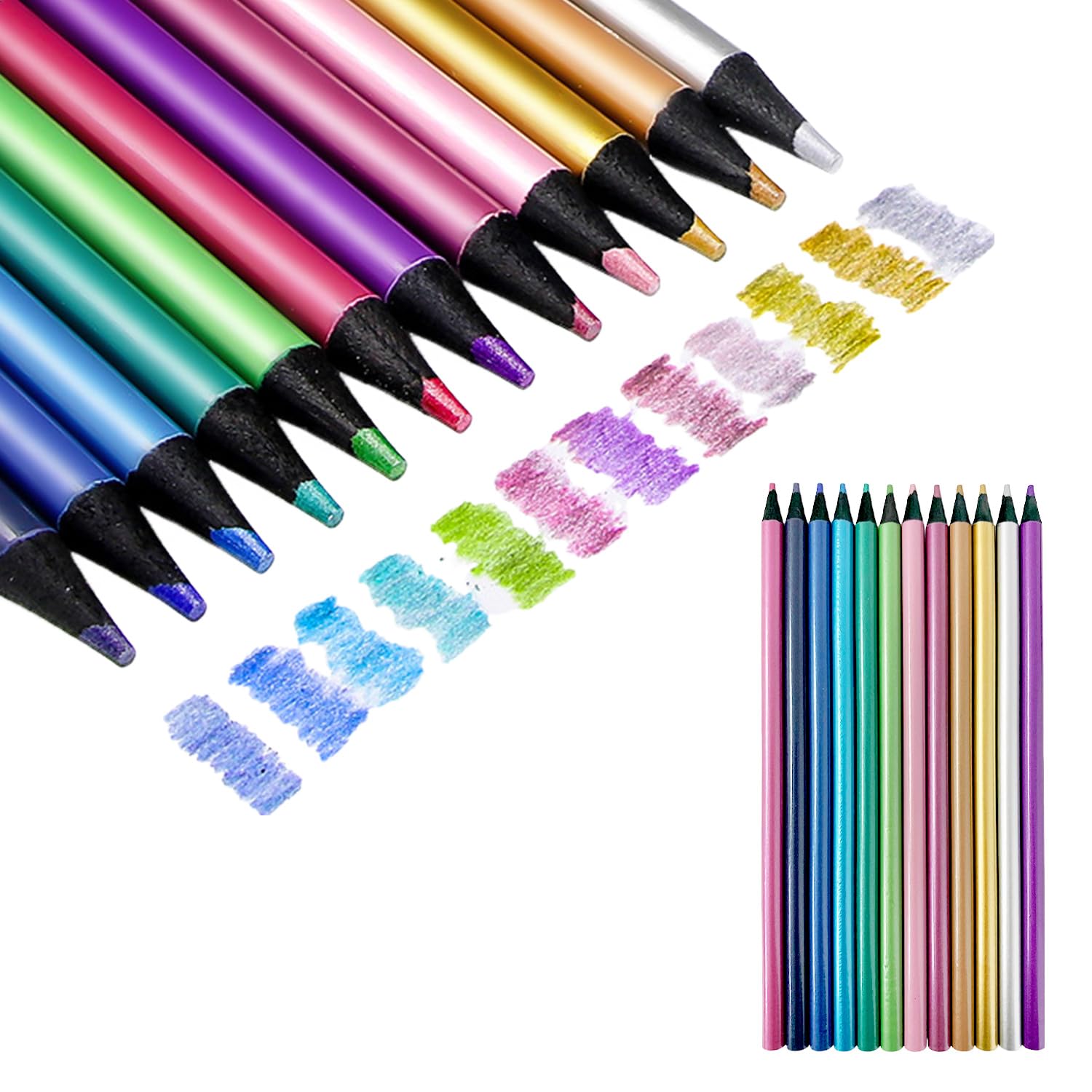 CYNOSURETECH 12 Colored Pencils, Metal Pencils, Creative Graffiti Pens, Painting for Children, Suitable for Coloring, Painting and Graffiti of Handmade Products