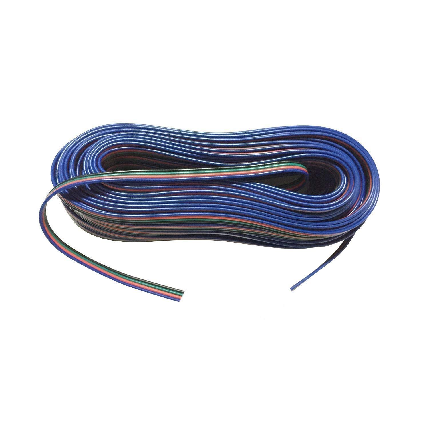 LitaElek 20m 65.6ft 22AWG RGB LED Strip Extension Cable 4 Pin LED Tape Extension Cord Wire Extender Connector Connection Cable for SMD 5050 3528 2835 RGB LED Strip