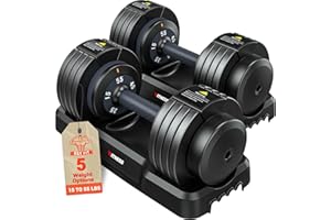 Rendpas Adjustable Dumbbells Set of 2, 1-Sec Adjustable Weights Dumbbells Set, 5 in 1 Free Dumbbell with Anti-Slip Texture Handle, Weight Set For Home Gym Suit both Men and Women