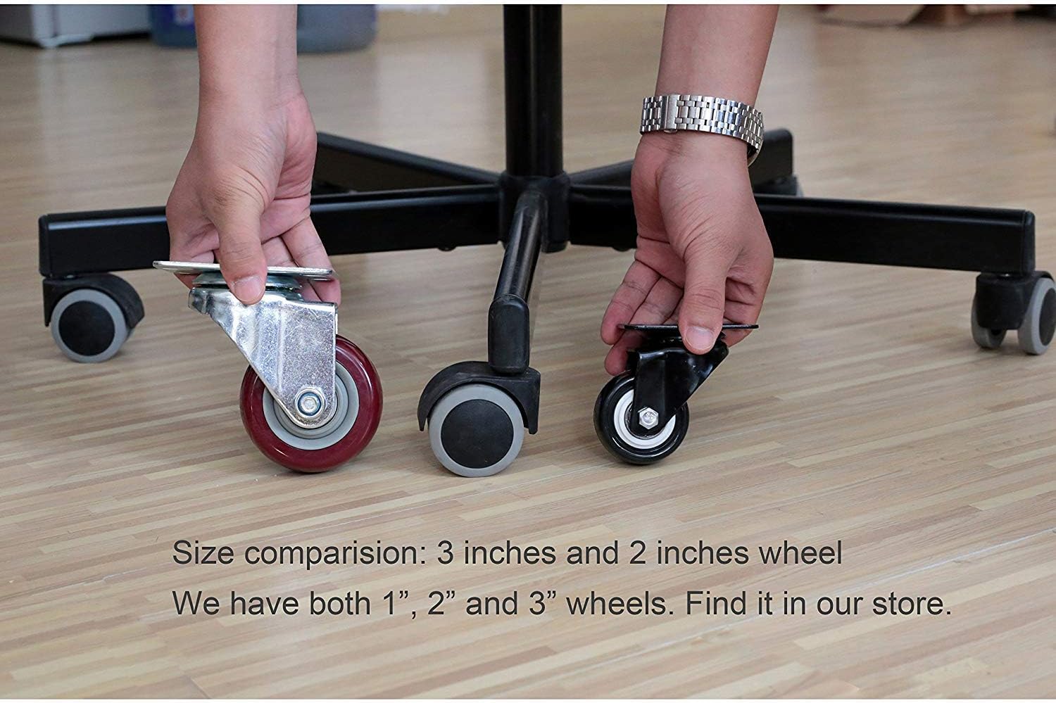 bayite 4 Pack 3" Heavy Duty Caster Wheels Polyurethane PU Swivel Casters with 360 Degree Top Plate 500lb Total Capacity for Set of 4 (2 with Brakes& 2 Without) Red: Home Improvement