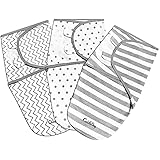 Cuddlebug Adjustable Baby Swaddle Blanket & Wrap (Spots & Stripes), Pack of 3 (Small/Medium 0-3 Months Old)