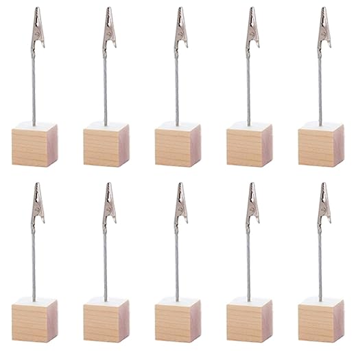 Amazon TravelTheWorld おしゃれ メモスタンド クリップ 10個 セット 木製 カードホルダー (白) 状差し