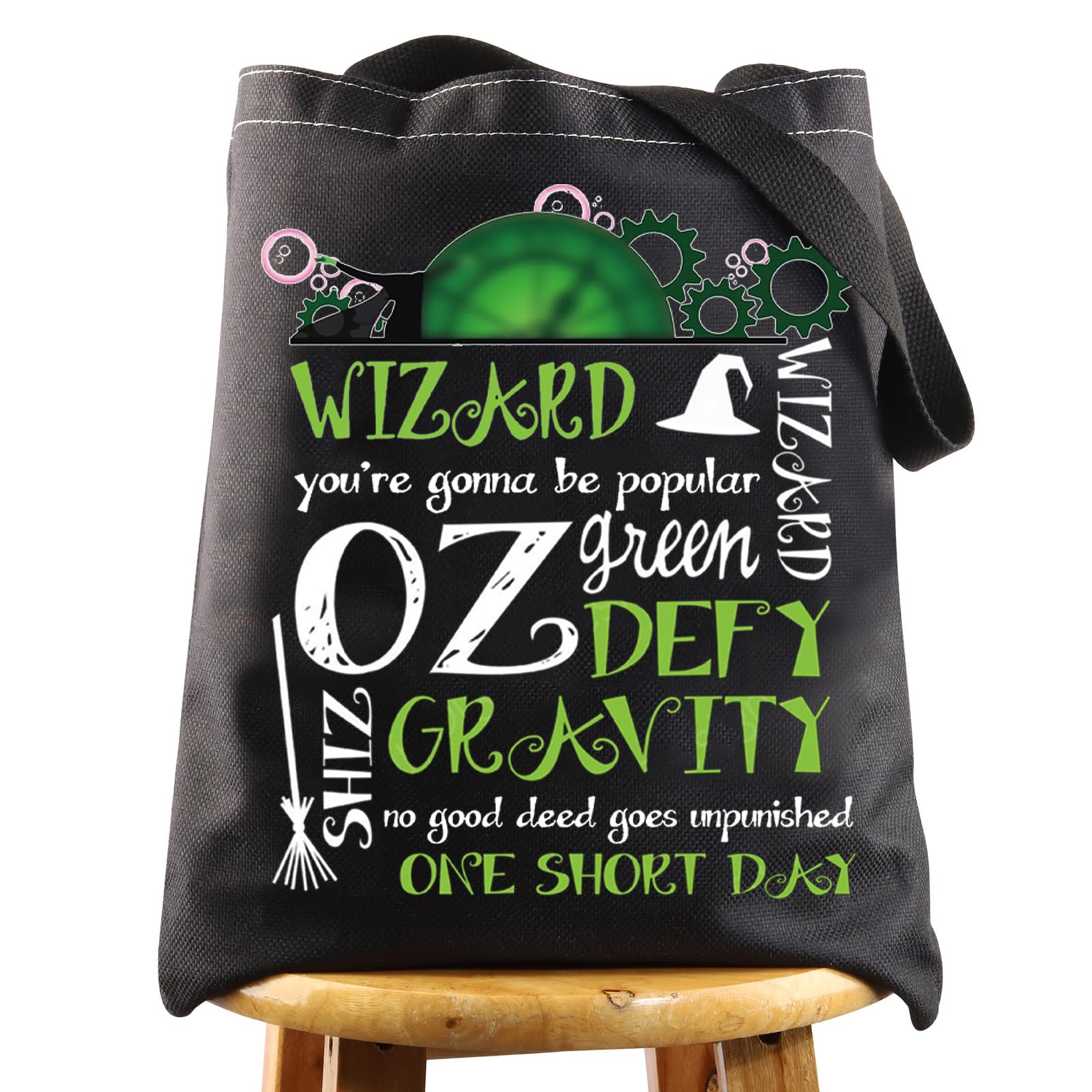 LEVLO Witch Musical Tote BagWitch Fans Defy Gravity Broadway Witch Shoulder Bag, Defy Gravity Tote