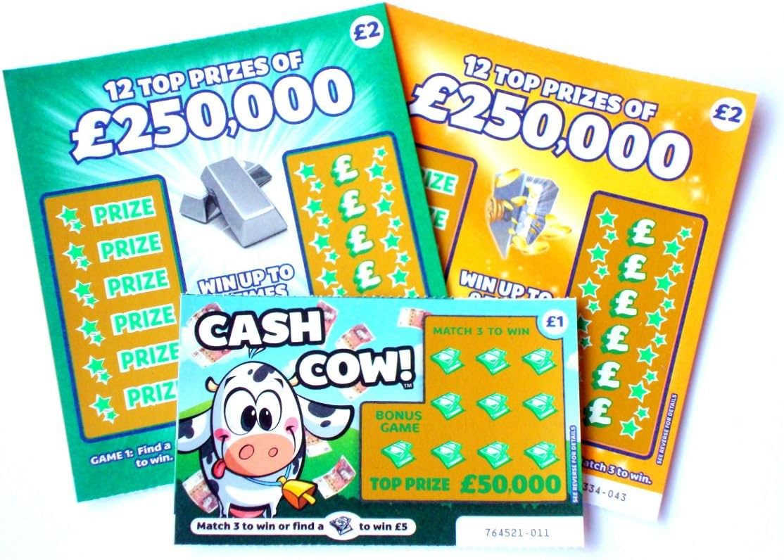 Multipack 3 Different Designs Fake Joke Scratch Cards Funny Prank