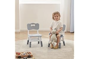 DOREROOM Adjustable Toddler 2 Chairs Set, 3 Level Adjustable Children’s Chair for Age2-8, Durable and Lightweight, Maximum Load-Bearing 180LBS, Plastic Kids Chairs for Classroom/Daycare/Home