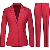 Lamgool Women's 2 Piece Business Suit Single Breasted Blazer Pant Set Slim Fit for Work Office Daily Wear