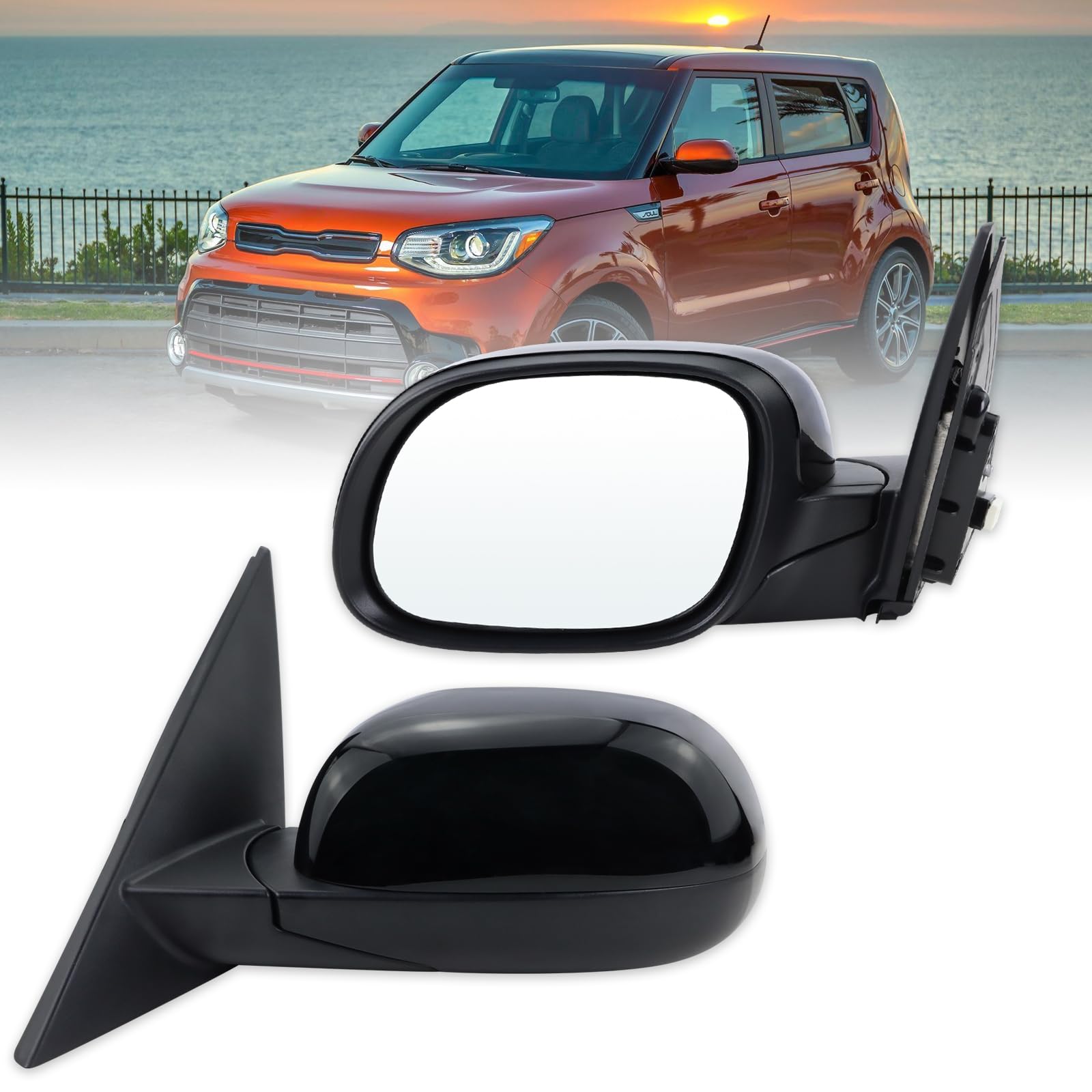 Photo 1 of Lqito Left Driver Side Mirror Compatible With 2014 2015 2016 2017 2018 2019 Kia Soul With Manual Folding Power Glass Black Replace#87610B2500(3Pins)