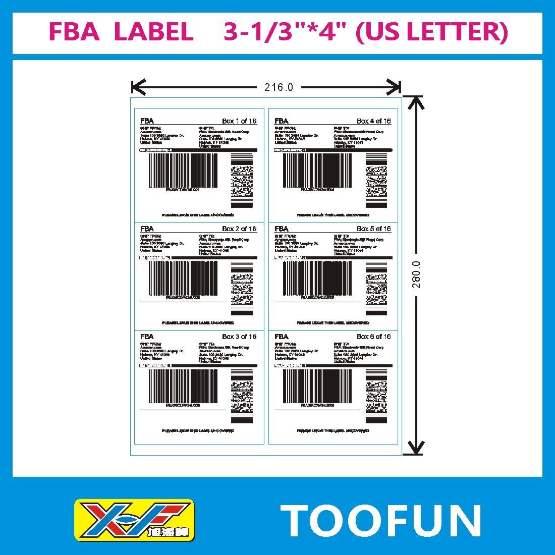 Amazon FBA Label (100 Sheets, 600 Labels 31/3" X 4" ) 6up labels