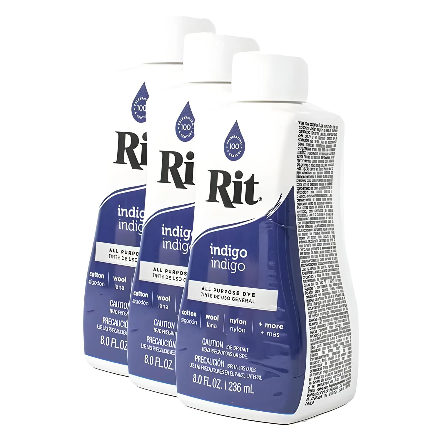 Rit 88670PK03 Indigo All-Purpose Liquid Dye, 236ml Volume, Pack of 3