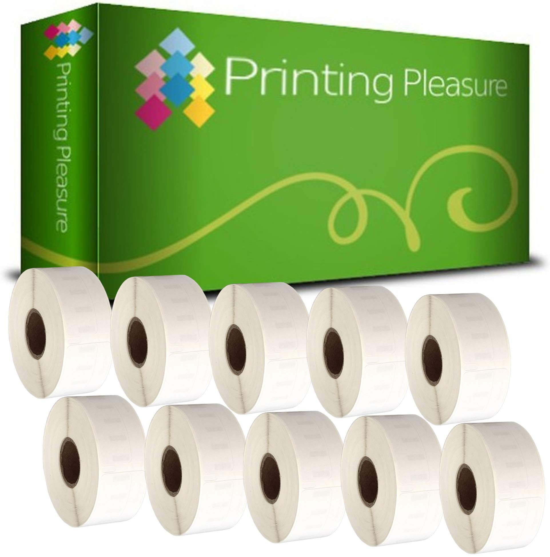 Printing Pleasure 10 x 11356 Compatible Labels Rolls for LabelWriter & Seiko Label Printers | 89mm x 41mm | 300 Labels per Roll