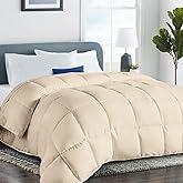 COHOME Quilted Oversized King Size Comforter - All-Season Down Alternative Duvet Insert - Luxury Hotel Winter Warm Beige Comforter with Anti-Clump Tech & 8 Tabs- Reversible（98"x116"）