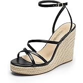 DREAM PAIRS Strappy Espadrille Platform Wedge Sandals for Women Dressy Summer, Comfortable Open Toe Sandals with Cushioned Insole and Ankle Strap Buckle