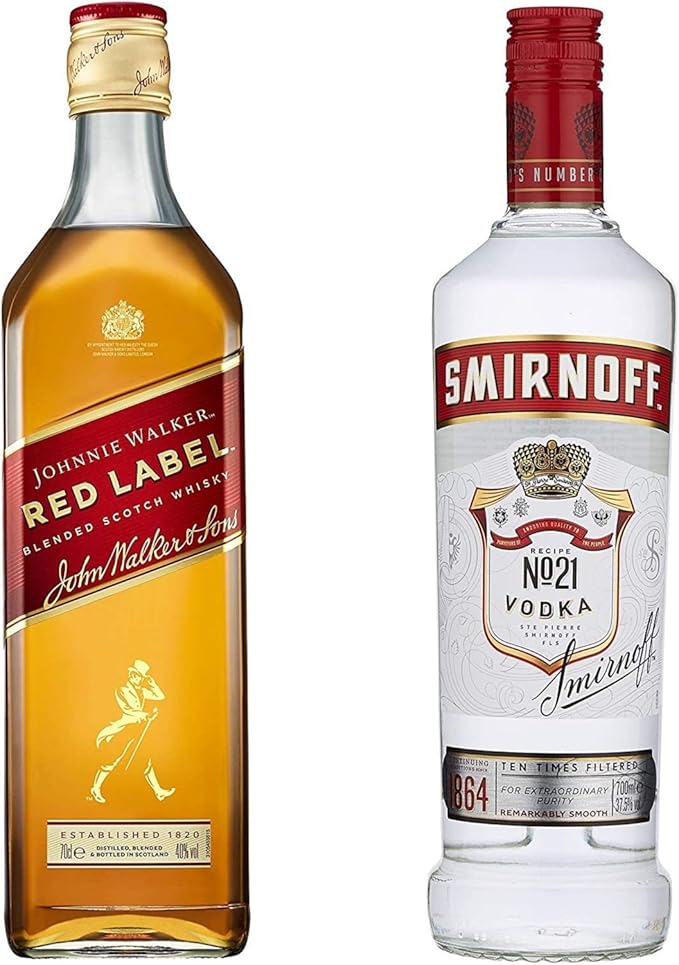 Smirnoff Red Label Vodka 70cl And Johnnie Walker Red Label Blended Scotch Whisky 70cl Amazon Co Uk Beer Wine Spirits