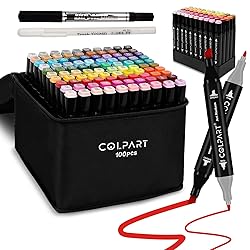 colpart 100 Colors Alcohol Markers Dual Tip Art