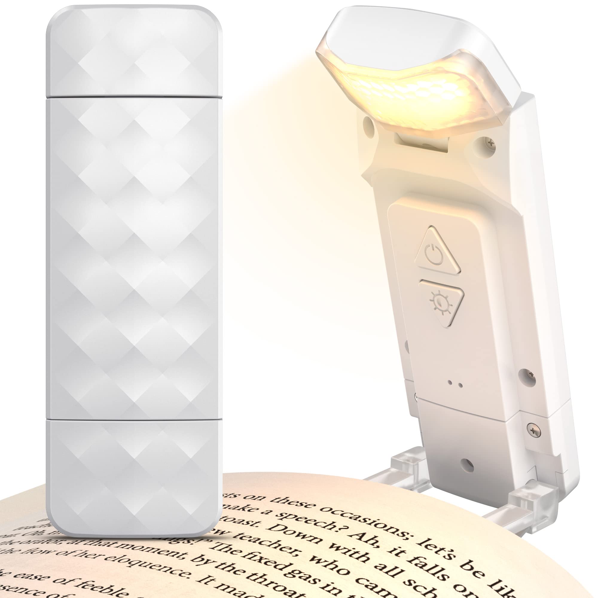 Mexllex Rechargeable Book Reading Light, Eye Caring Reading Light Clip on Book with 3 Colors Temperatures & 5 Brightness Levels, Portable LED Clip on Bookmark Lamp for Bookworms
