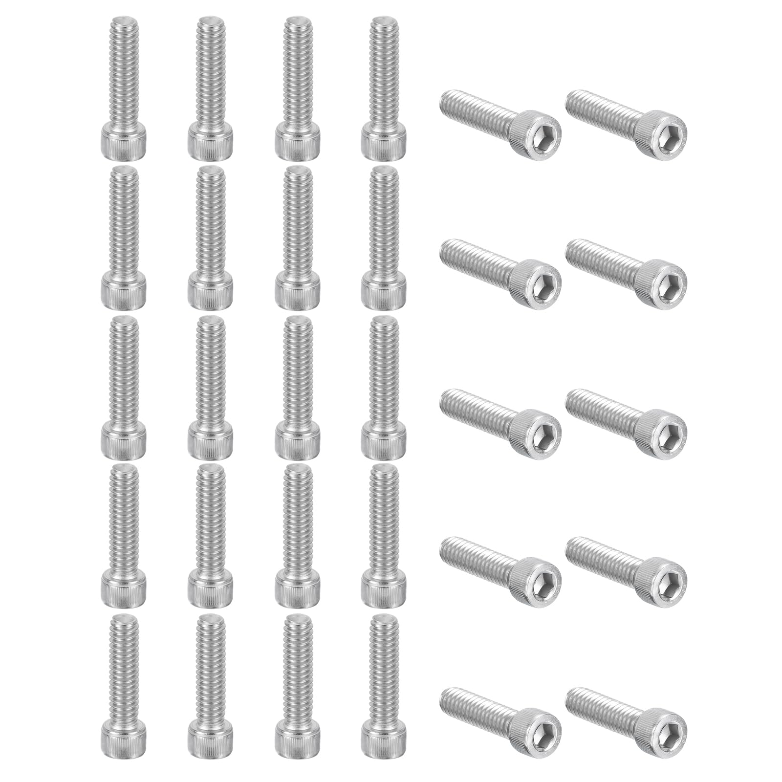 PATIKIL 1/4-20 x 1" Hex Socket Cap Head Screw Bolt, 30Pcs 304 Stainless Steel 18-8, Machine Full Thread for Construction, Manufacturing, Engineering, Assembling, Furniture