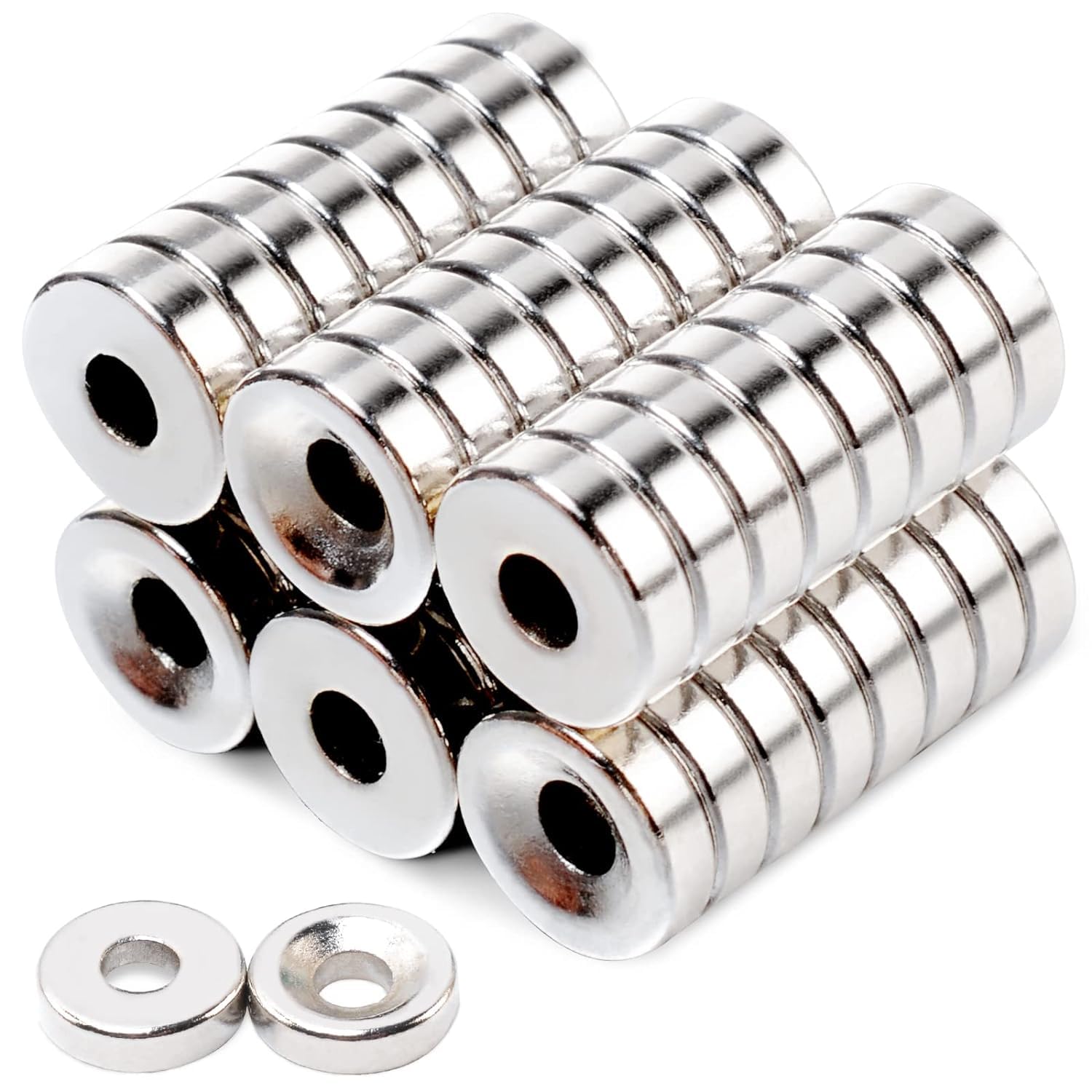 Photo 1 of MIN CI 50 Pcs Magnets Neodymium Magnet Rare Earth Magnets, Small Magnet for Crafts Cabinets Workshop Warehouse Door Used with Screws(12 x 4 mm Hole 4 mm)