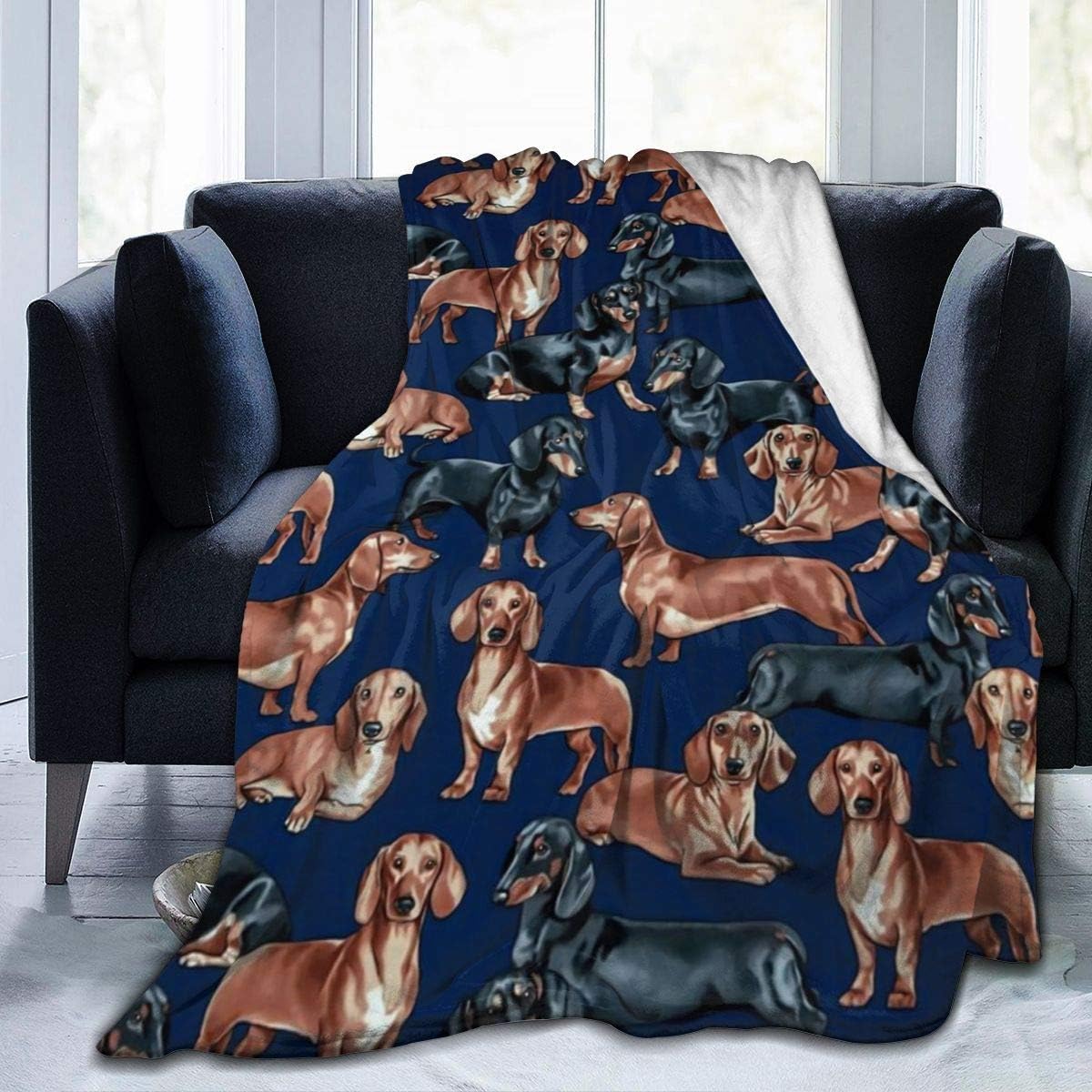 Flannel Fleece Plush Throw Blanket, Cute Blue Background