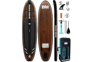 BEYOND MARINA BM Paddle Board Inflatable Stand Up Paddle Board, SUP Paddleboard for Adult, Premium Accessories | Non-Slip EVA Deck & Foam Handles, Camera Mount, Double Action Pump, 85L Travel Backpack