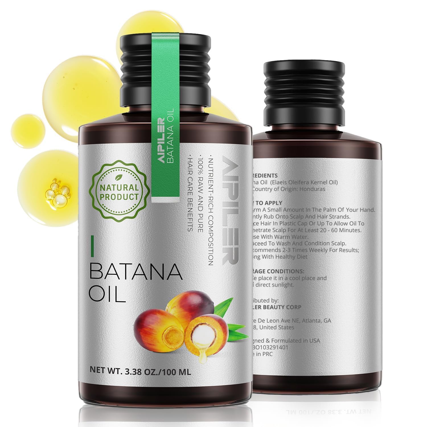 Organic Batana Oil for Hair Growth: Dr Sebi approved unrefined 100% pure and raw from Honduras for women and man everyday nature hair care 100ml
