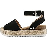 Soda Little Kids/Children/Girls Topic-IIS Espadrille Flatform Wedge Open Toe Sandals