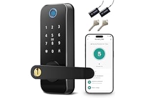 Keyless Entry Fingerprint Smart Door Lock with Handle,Digital Electronic Lock with Touchscreen Keypad,Electric Door Knob for 