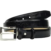 PASQUALE CUTARELLI Men's Italian Crocodile Embossed Leather Belt | Genuine Italian leather. Crocodile embossed texture. 35mm (1.38") dress width. Handcrafted in Italy. Gift boxed.