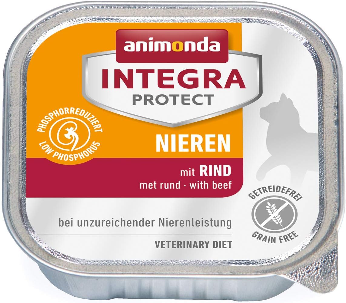 animonda Integra Protect Nieren (Renal) cat, wet food for chronic renal insufficiency with beef, 16 x 100g