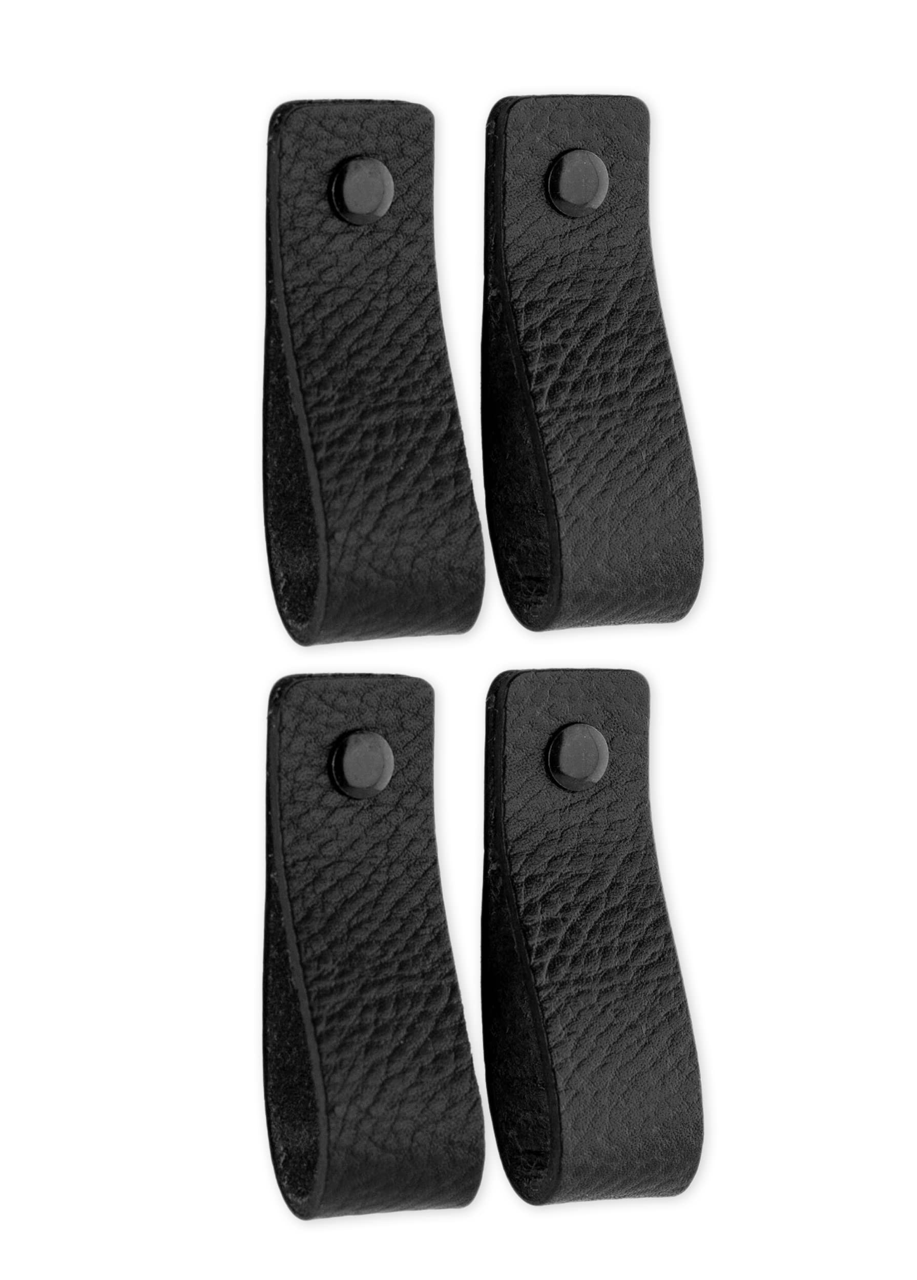 Brute Strength - Leather Handles for Furniture - Black - 4 pcs - 16,5 x 2,5 cm - Cabinet Handle, Door Handle for Kitchen, Bathroom, cabinets, Dresser, Wood