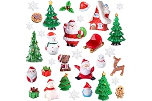 32PCS Christmas Miniature Figurines Ornament Kit Santa Claus Tree Resin Decoration for Fairy Garden Doll House Home Decor