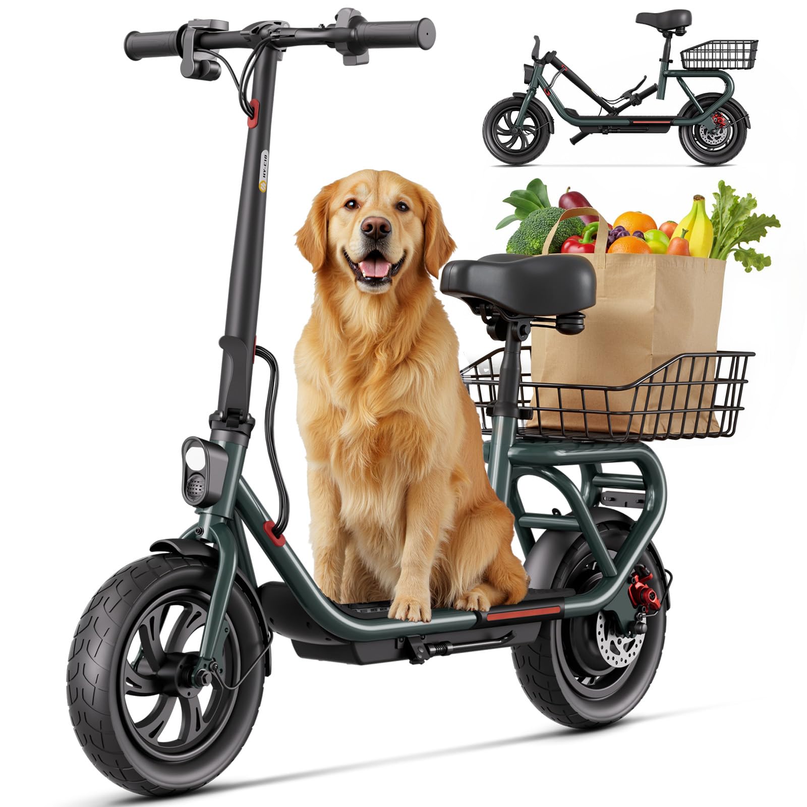 Photo 1 of ***Selling For Parts Only****TST Electric Scooter with Seat, Peak 650W Motor 19MPH & 20 Miles Range,12" Pneumatic Tires, Adults Foldable Commuter Scooter with Basket & Adjustable Seat (12" Tires-19MPH-With Seat-Black)