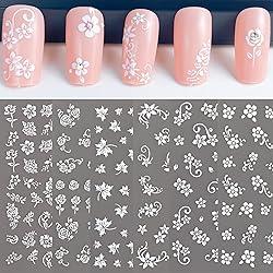 White Flower Nail Art Decal Stickers for Women