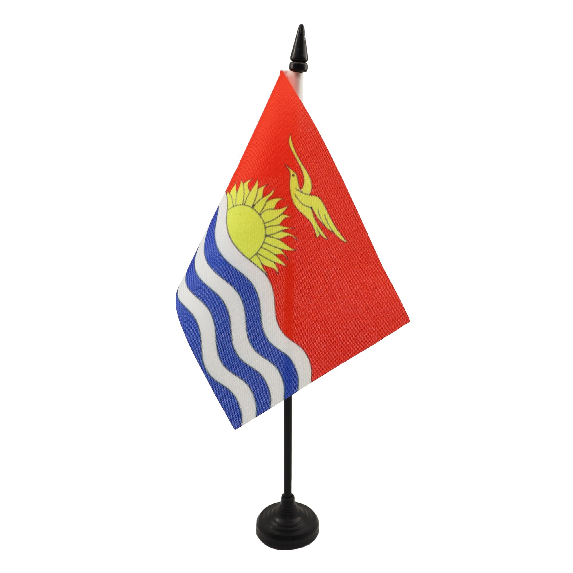 AZ FLAG - Kiribati Table Flag 4'' x 6'' - Kiribati Office Mini Banner 100% Polyester 15 x 10 cm - Mini Desk Flag with 10'' Pole and Black Plastic Base โ image 1