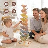 Joyreal Montessori Sound Tree Wooden Marble Run Rainbow Leaves 7-Tier view 5