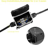 HAOCHEN IP66 Waterproof Junction Box 4P 2-Way Outdoor Cable Connector Black view 4
