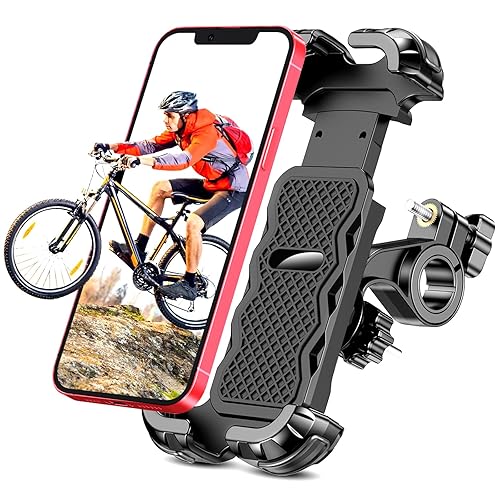 CIRYCASE Bike Phone Holder, Upgrade [Full Protection] [Security Lock] Motorbike Phone Holder 360°, Mounts & Adapters, Phone Mount for Bicycle, Scooter, Handlebar, Universal for Cellphones (4.7”-6.8”)
