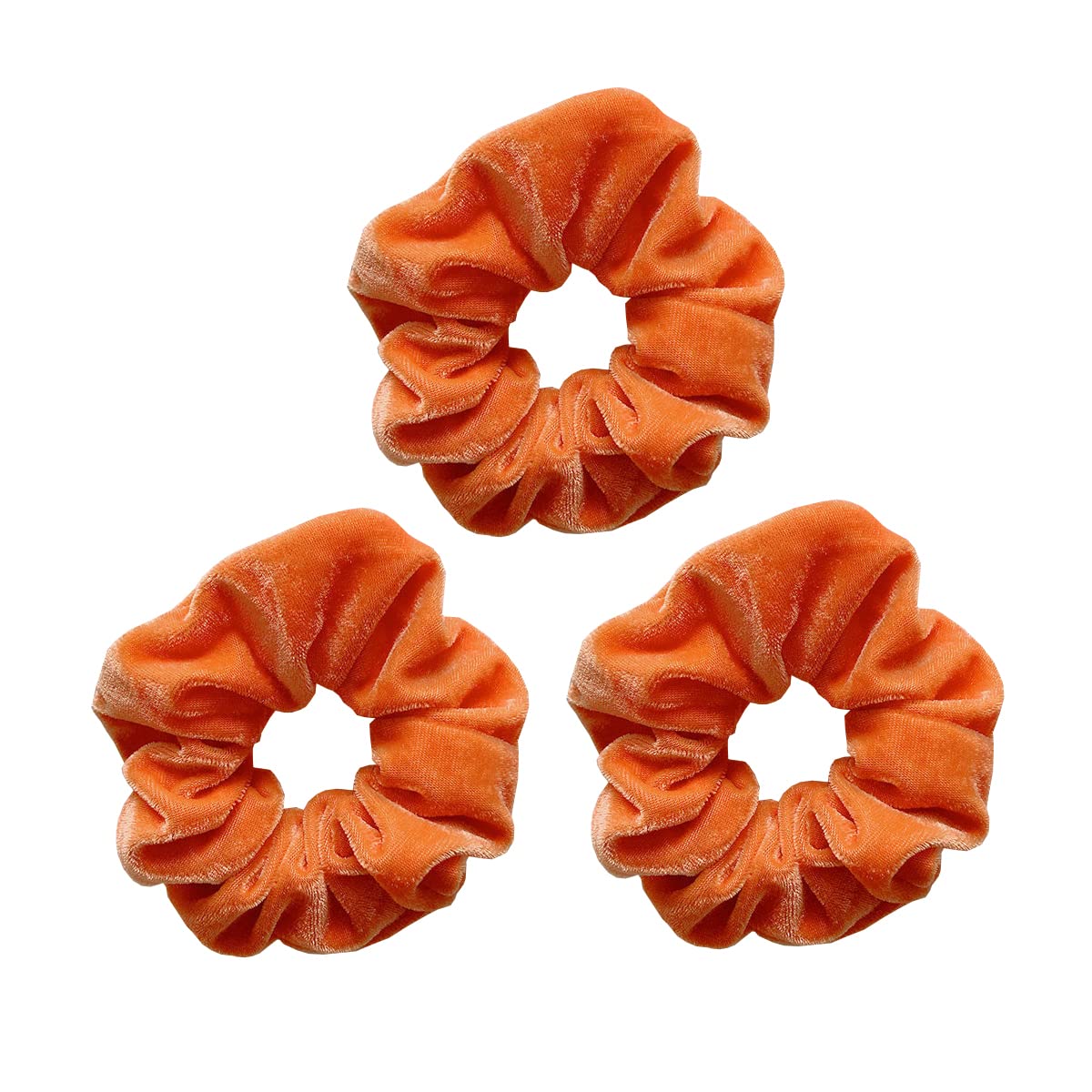 scicent Hair Bands for Women 3 Pcs Orange Scrunchie Large Velvet Hair Ties for Adult Women Large Elastic Ponytail Holder Fashion Hair Accessories773008