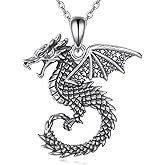 ZADIUA Dragon Necklace 925 Sterling Silver Dragon Pendant Necklace for Women Men Jewelry Gifts