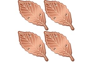 Niteguy Bird Bath Copper Disk,Bird Bath Purification Disk 0.6mm Reinforced 99.99% Pure Copper Cleaning Disk with 3-Point Support,Fits Outdoor Birdbath & Bowl,Provide Safe Clean Water,Leaf-4Pcs