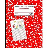 marble story comp book red baseline 100ct: primary composition notebook k-2 with picture space , gift for boys,girls,kids.
