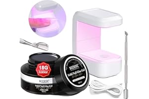 MIZHSE Solid Nail Glue, 18g Solid U V Gel Nail Glue Gel for Nails and Mini Light LED Lamp for Acrylic Nails Tips Long Lasting Rhinestone Glues for Salon Home DIY
