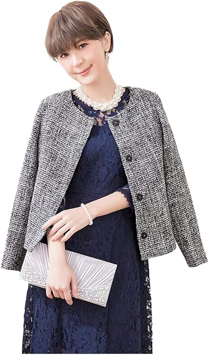 Amazon Koeistore コウエイストア ジャケット ノーカラ ツイードジャケット 長袖 フォーマル レディース Y21 コート ジャケット 通販