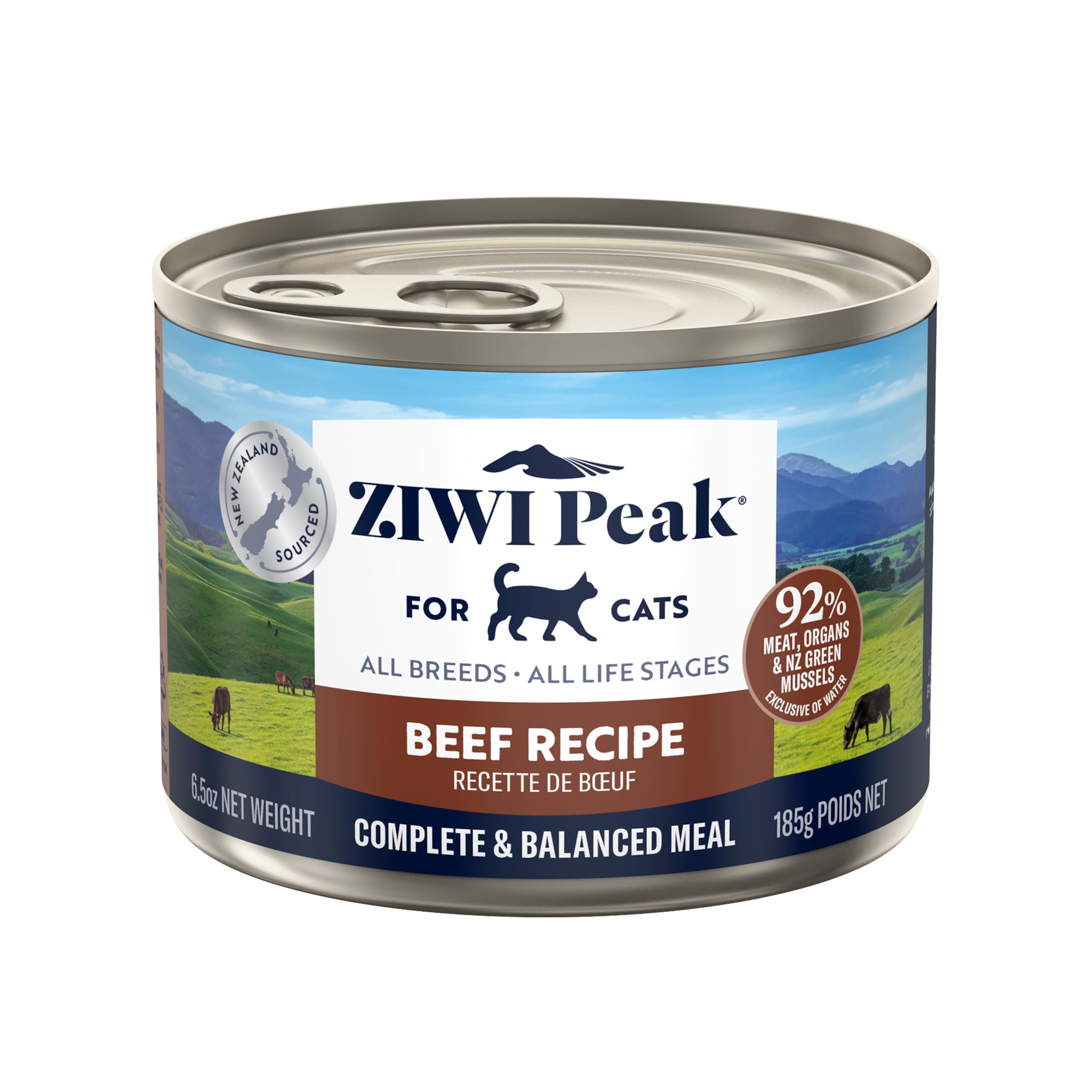 ZIWI Peak Grain Free Cat Food Tins - All Natural High Protein Pate - New Zealand Beef Recipe - 12 x 185g Multipack โ image 1