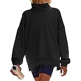 Sujama Mock Neck Sweatshirt Women Oversized Fleece Long Sleeve Turtleneck Tops Mockneck Sweatshirt 2026 Casual Pullover