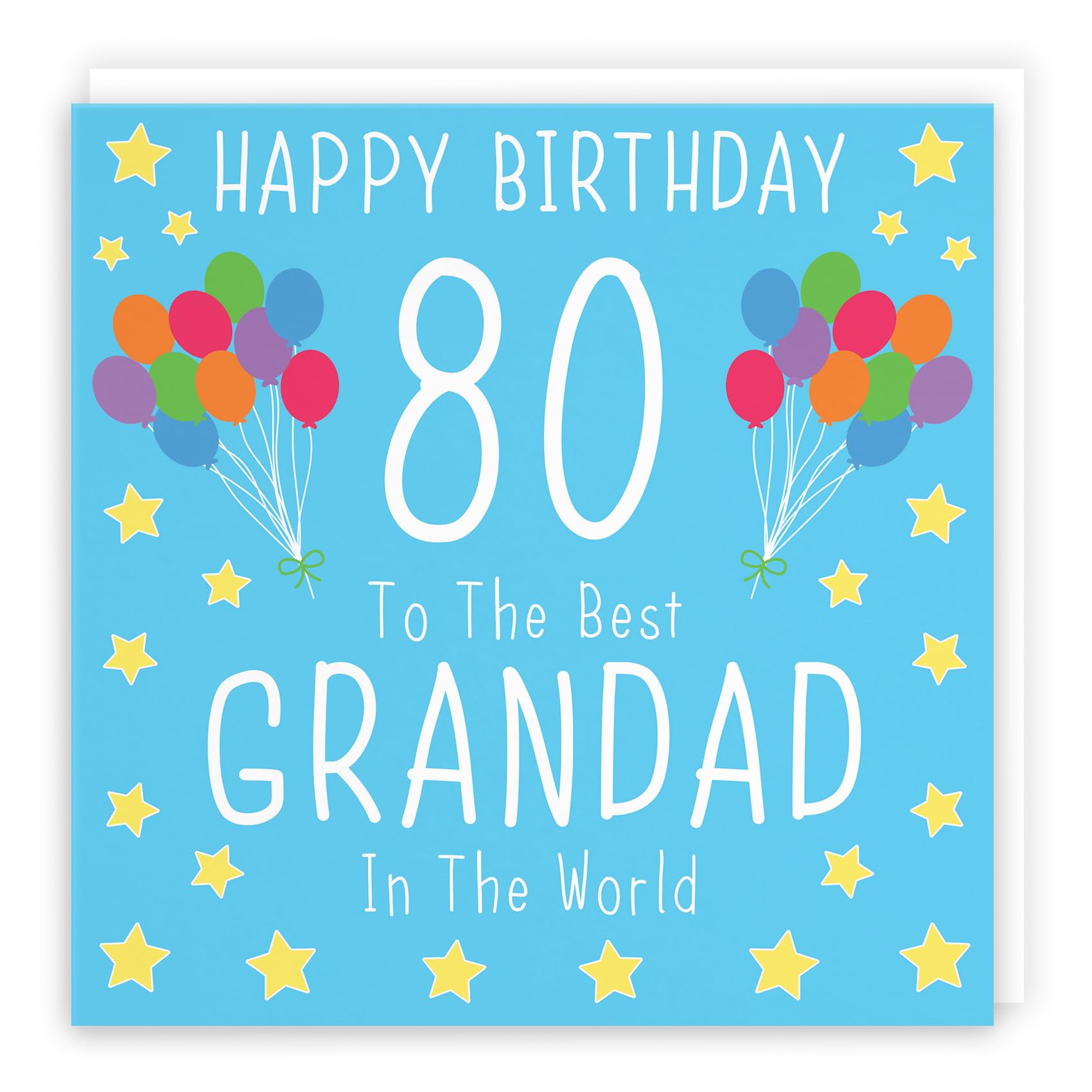 Hunts England - Large Grandad 80th Birthday Card - Large Size - Happy Birthday - Best Grandad In The World - Iconic Collection - Large - 210 x 210 mm - Age 80