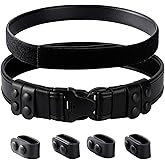 TACNEX 2" Duty Belt w/Hook Lining 4 Keepers 1.5" Reversible Inner Belt for Police Law Enforcement Security Plain Black